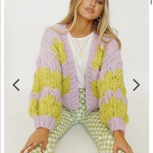 Verge girl lover knit striped chunky cardigan